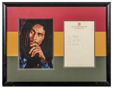 Bob Marley Signed and Inscribed Kensington Hilton Hotel Stationery (JSA)
